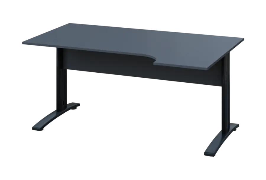 ERK 18 - 164 stůl kancelářský, rohový, pravý, kovová podnož černá, deska 18 mm, široký 1600 mm, antracit